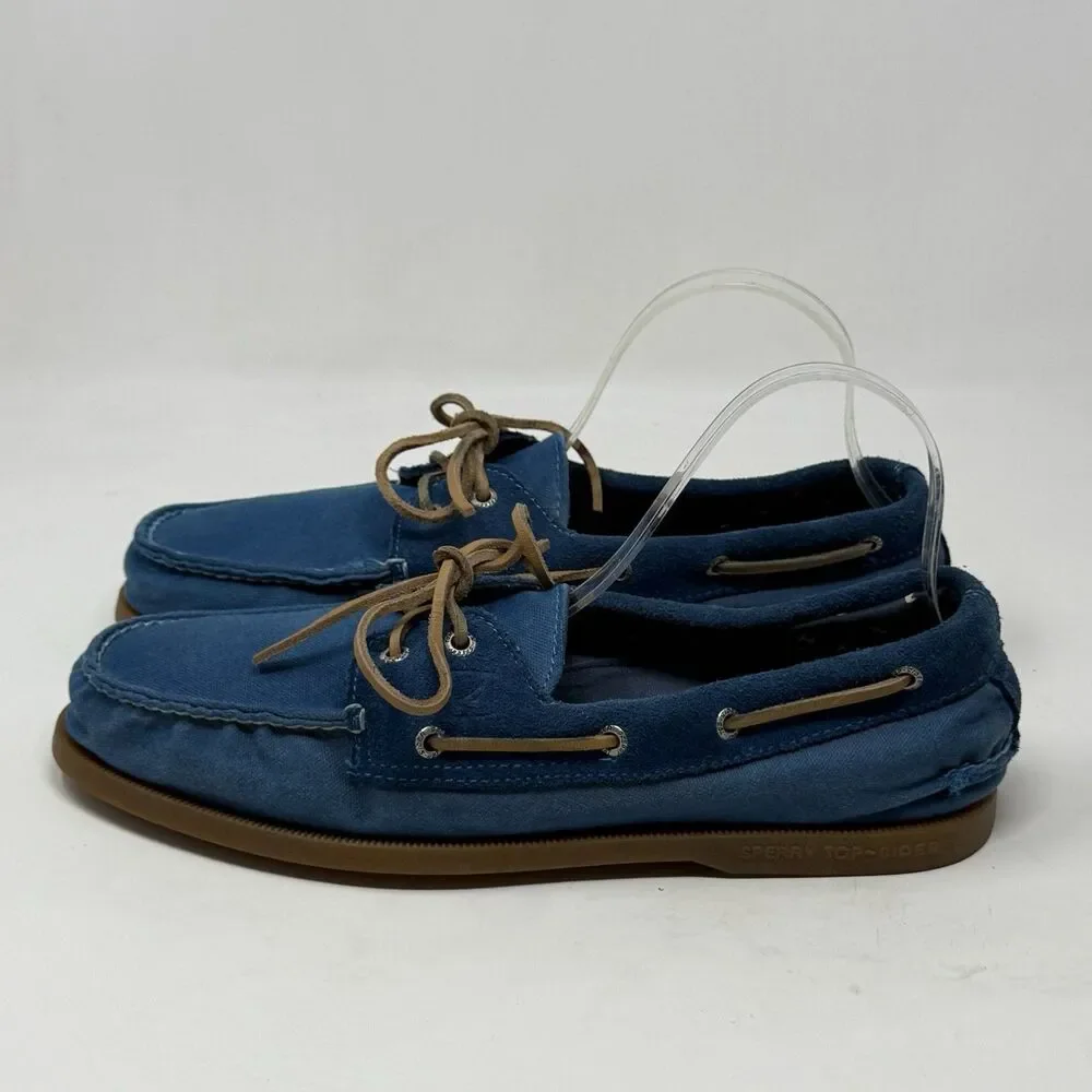 Sperry Top Sider Boat Shoes Mens 11.5 M Blue Canvas Suede 2 Eye Moccasins Preppy